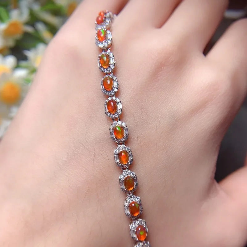 sterling silver fire opal bracelet