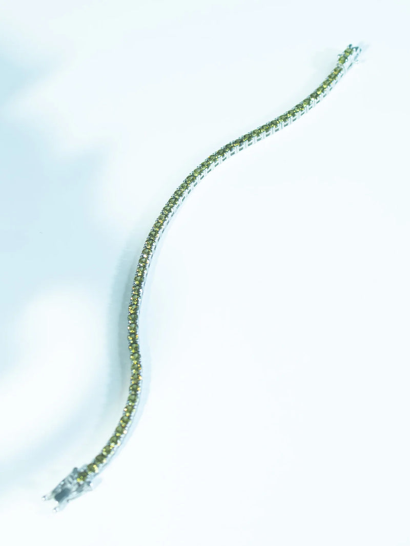 925 Sterling Silver Peridot 3mm Tennis Bracelet for Women