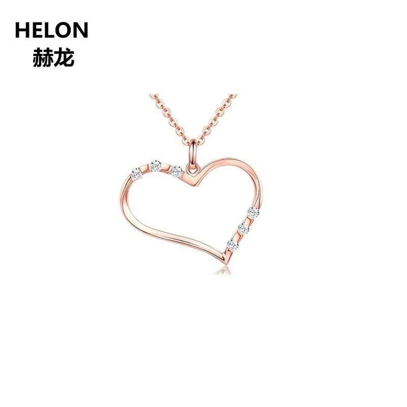 10k Rose Gold Natural White Topaz Heart Pendant for Women