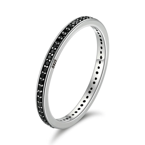 Sterling Silver Double Circle CZ Stackable Ring for Women