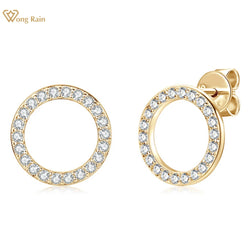 18K Gold Plated Sterling Silver VVS1 3EX D Sparkling Moissanite Stud Earrings for Her