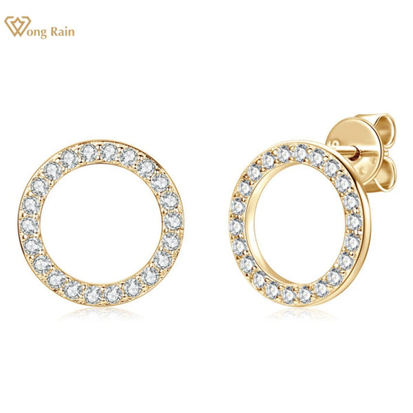 18K Gold Plated Sterling Silver VVS1 3EX D Sparkling Moissanite Stud Earrings for Her