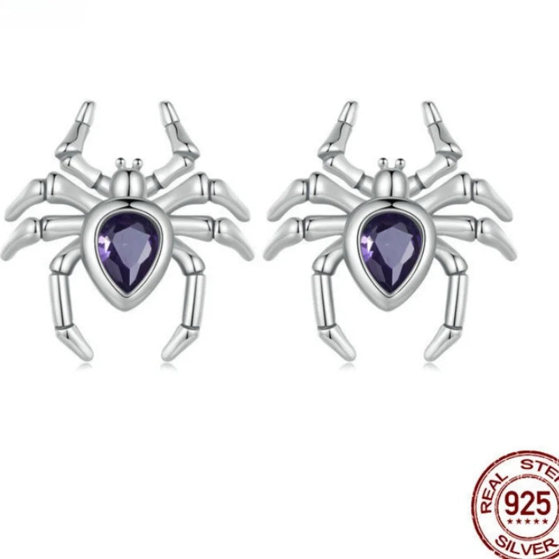 Sterling Silver Spider Earrings