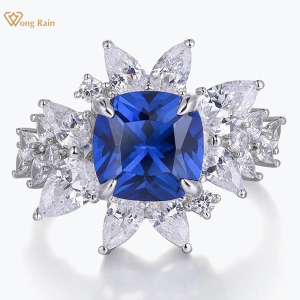 925 Sterling Silver Sapphire 0.50ctw Diamond Cocktail Ring for Women