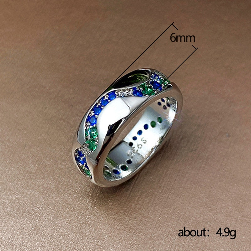 Sterling Silver Blue-green Zircon Ring, 0.50ctw, Simple, Unisex