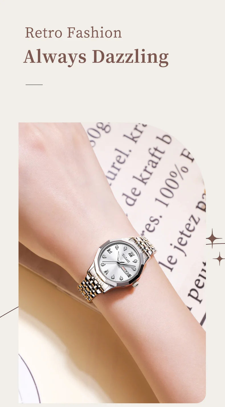 Stainless Steel Luxury Quartz Watch for Women