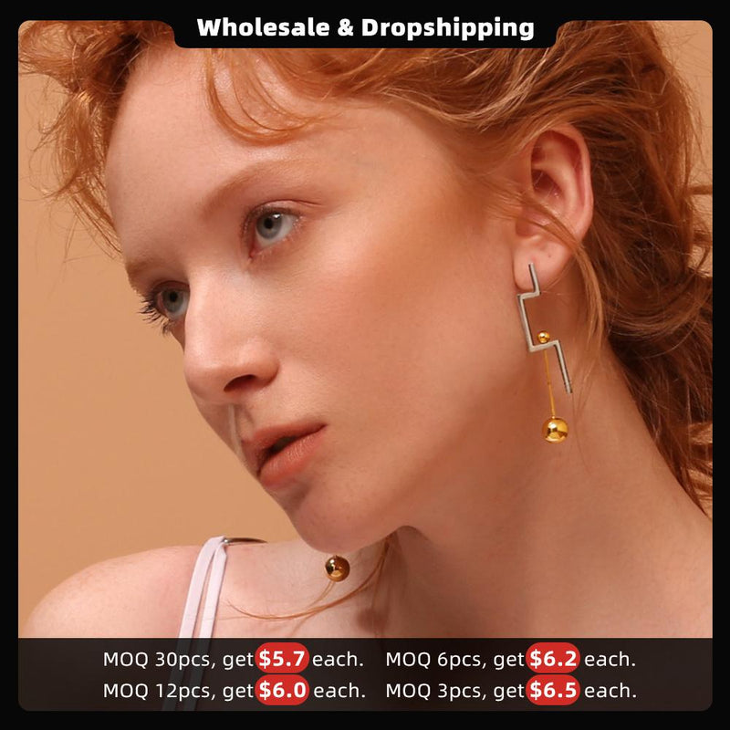 Enfashion Geometric Balance Drop Earrings For Women Contrast Color Stainless Steel Long Hanging Earings Jewelry Oorbellen EB1025