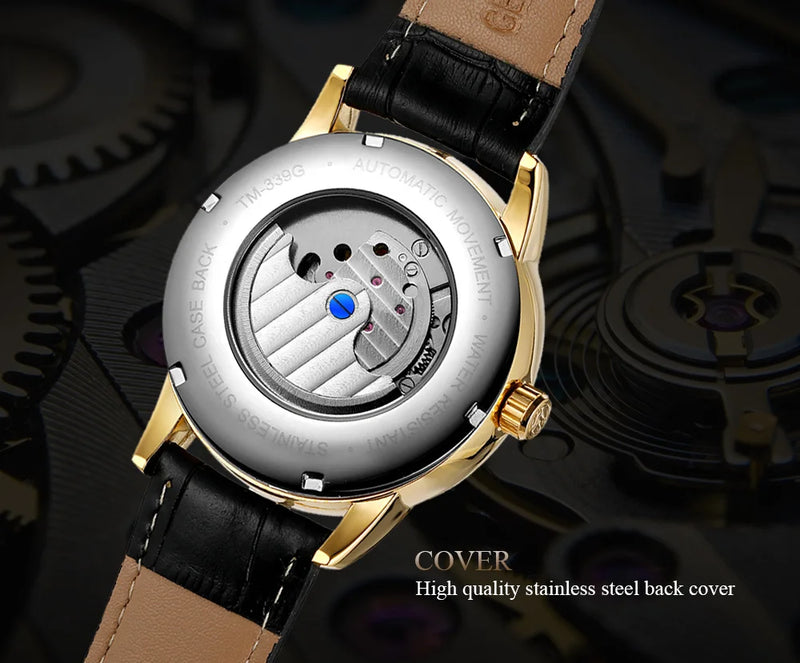 Stainless Steel Leather Luxury Automatic Watch for Men