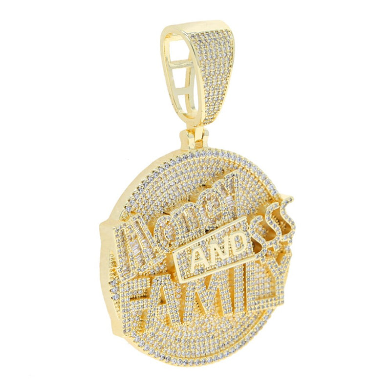 Gold Plated CZ Cubic Zirconia Letter Pendant Necklace for Men