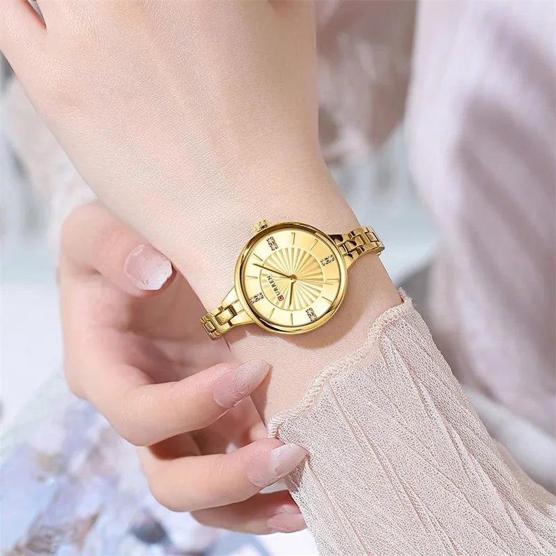 Stainless Steel Rhinestone Bracelet Watch for Women