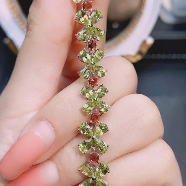 S925 Sterling Silver 3*5mm Olivine Bracelet