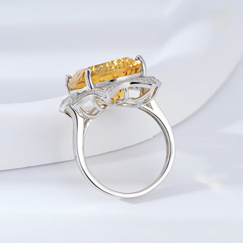 Sterling Silver 18.2ct Citrine Oval Wedding Band for Women