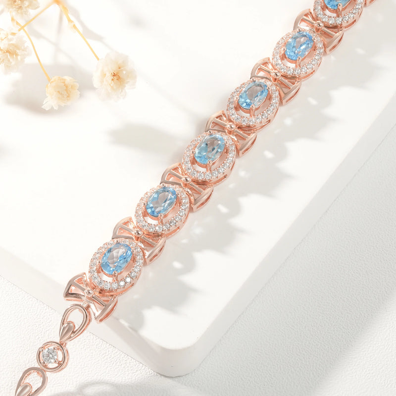 925 Sterling Silver Natural Topaz Tennis Bracelet for Women