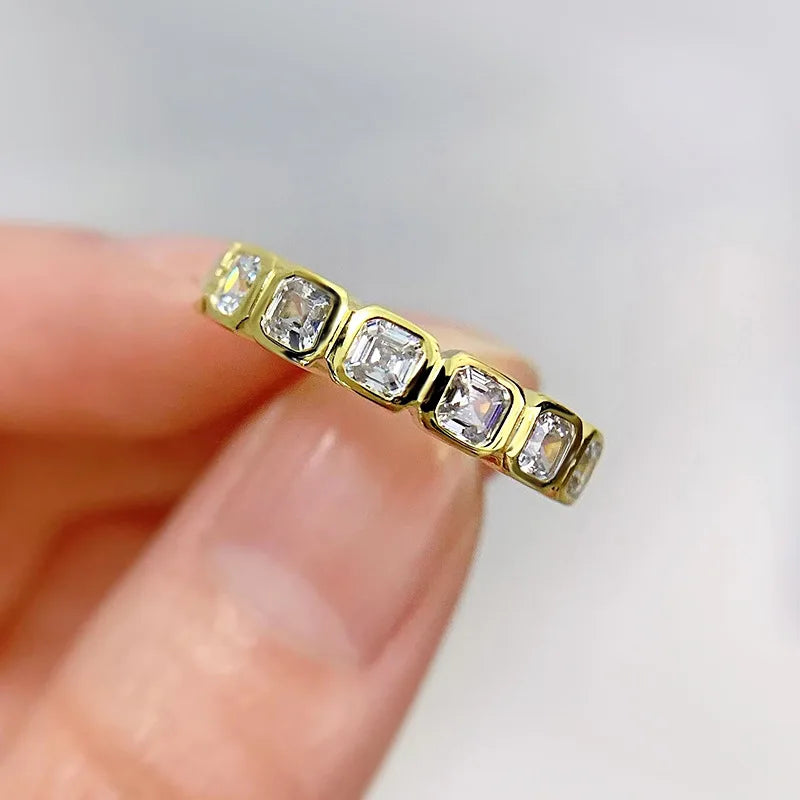 18K Yellow Gold Eternity Ring with Cubic Zirconia for Women