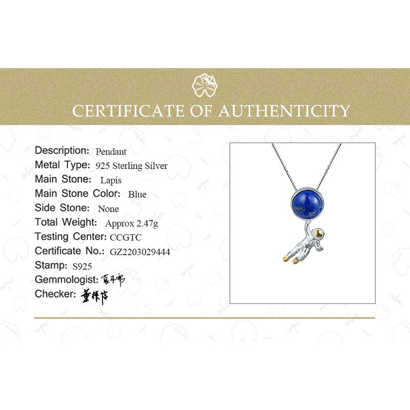 925 Sterling Silver Lapis Lazuli Pendant Necklace for Women