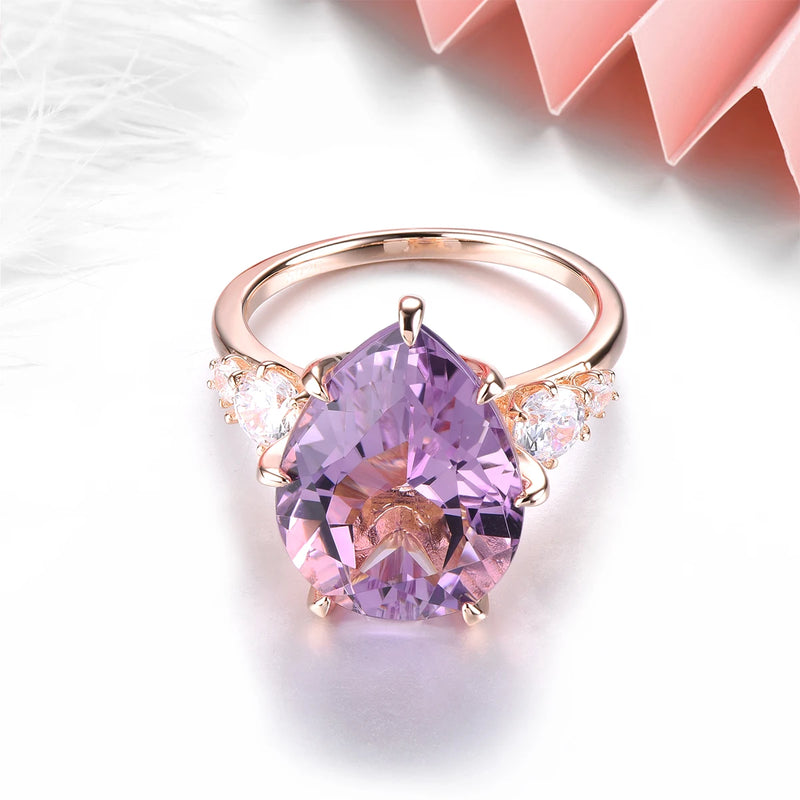 Silver Rose Gold Plated Pink Amethyst 8 Carat Pendant for Women