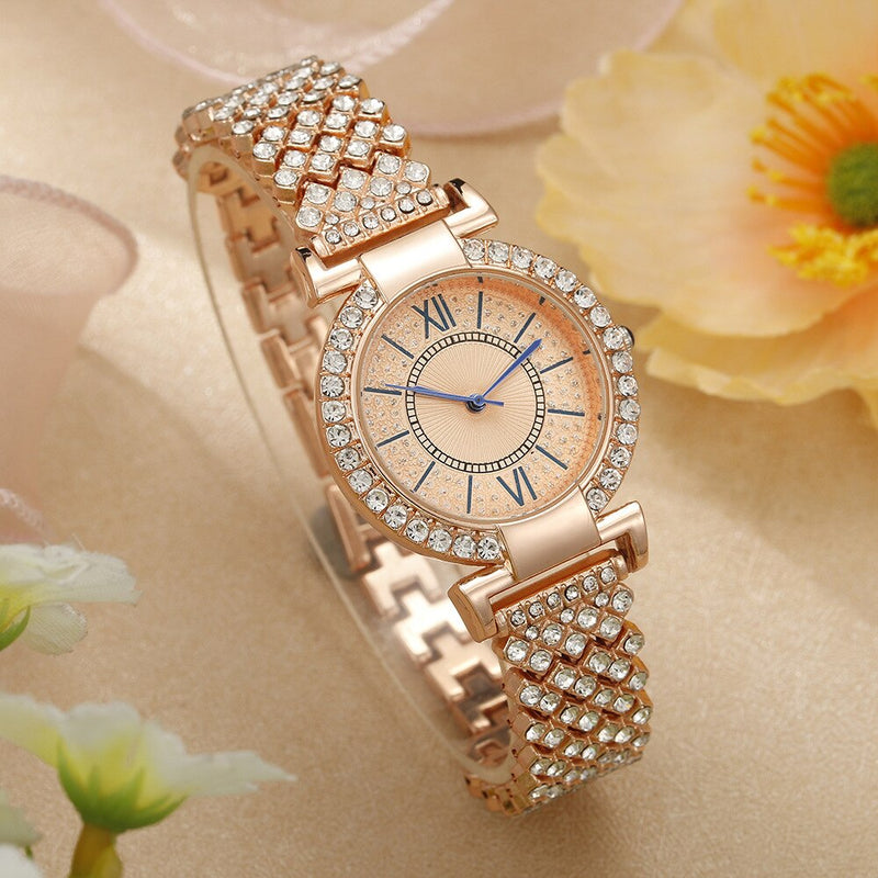 Stainless Steel Full Diamond Bracelet Watch for Women