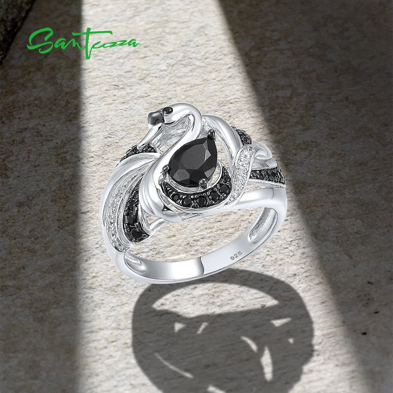 Sterling Silver Spinel & Cubic Zirconia Swan Ring for Women