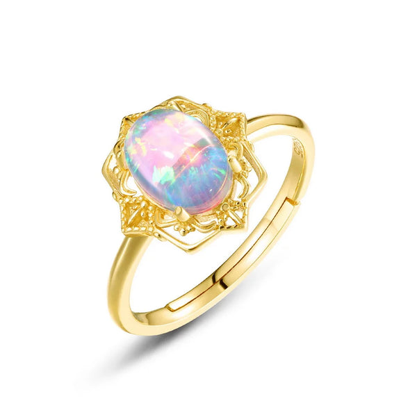 Sterling Silver Synthetic Opal Ring for Women