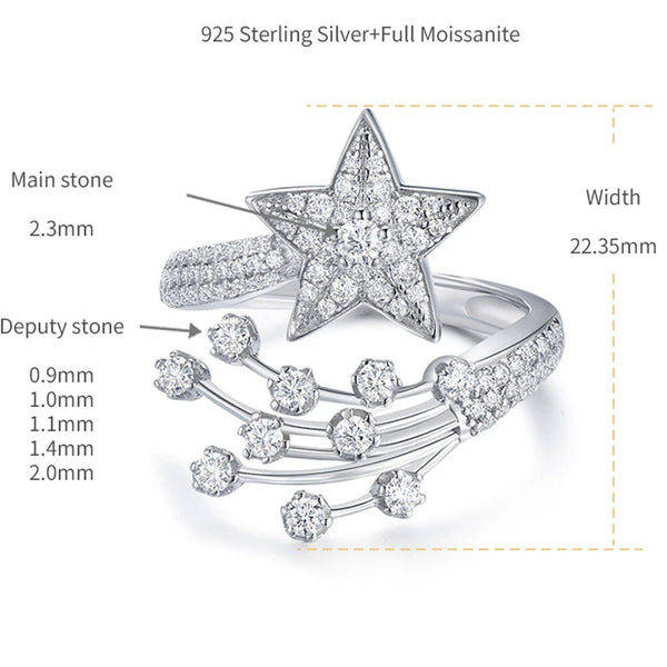 925 Sterling Silver Round Cut Moissanite Ring for Women