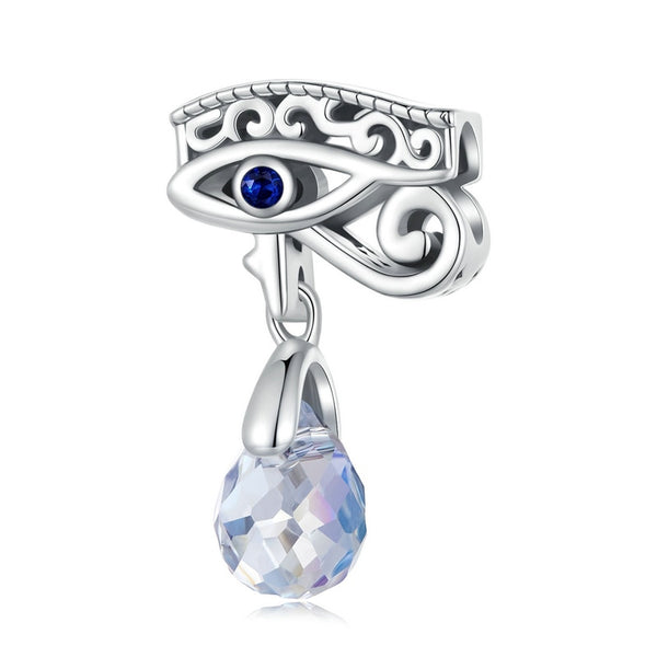 Sterling Silver Love Knot Hand of Fatima Pendant with Blue CZ Bead for Women