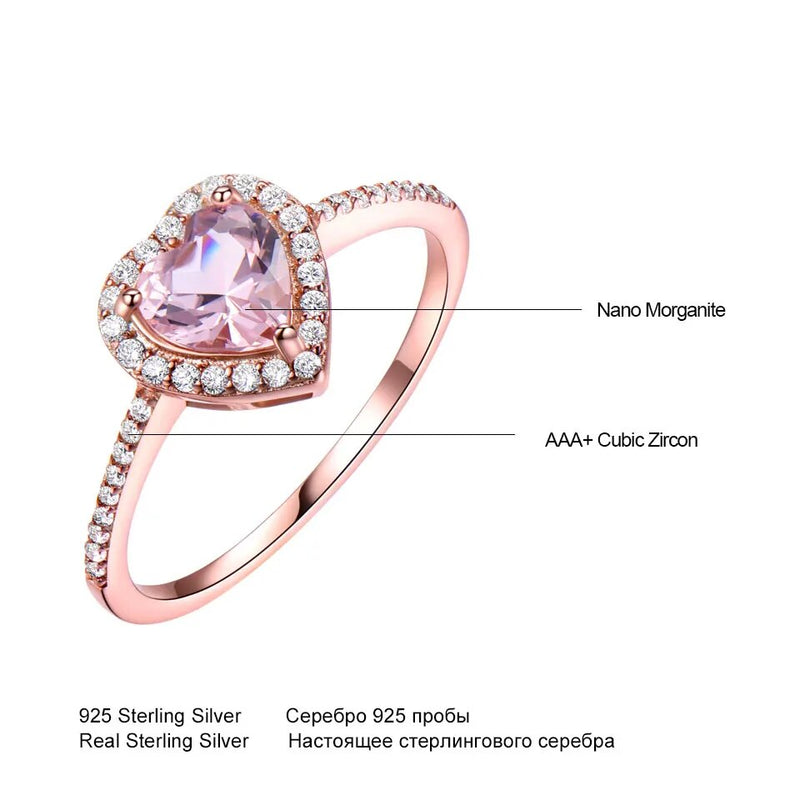 Sterling Silver Pink Morganite Heart Ring for Women