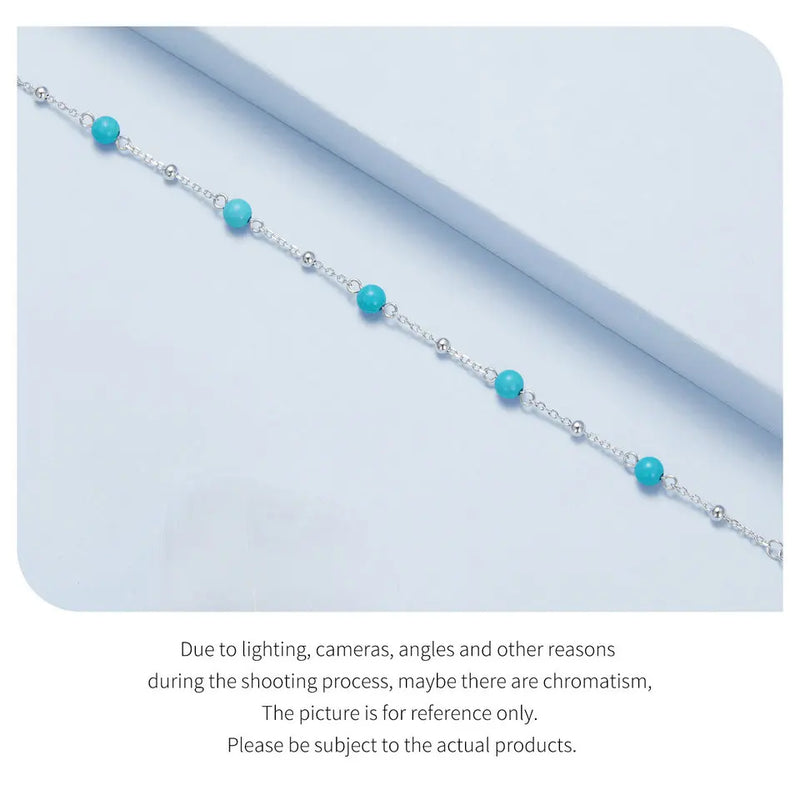 Sterling Silver Turquoise Chain Bracelet for Women