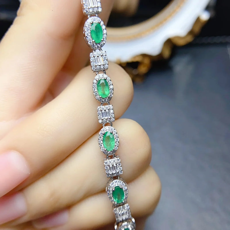 Sterling Silver Emerald Bracelet for Women