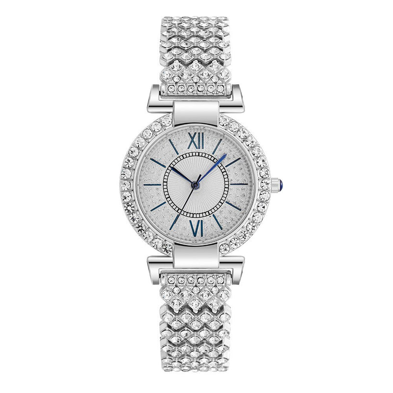 Stainless Steel Full Diamond Bracelet Watch for Women