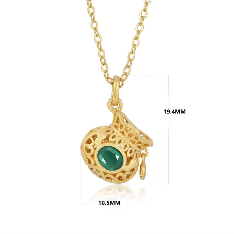 18K Gold Plated Sterling Silver Emerald Necklace for Women