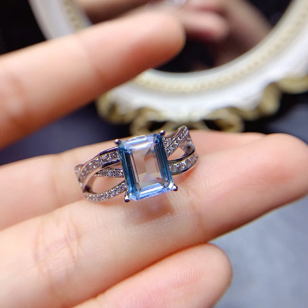 Sterling Silver Natural Topaz Ring for Women