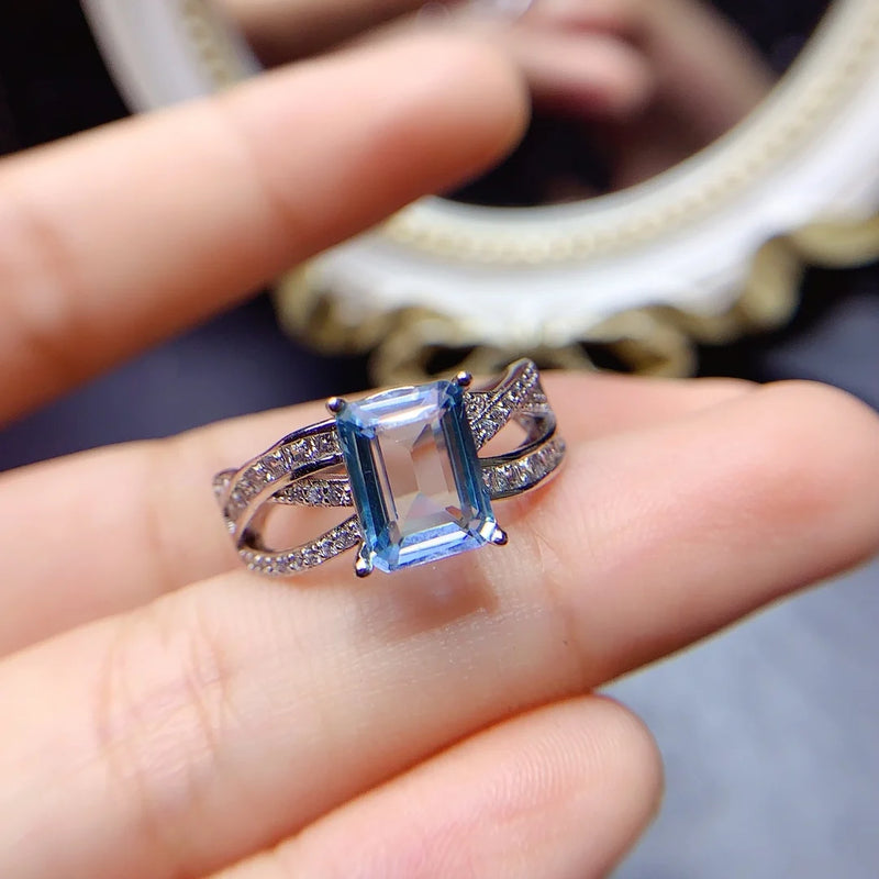 Sterling Silver Natural Topaz Ring for Women