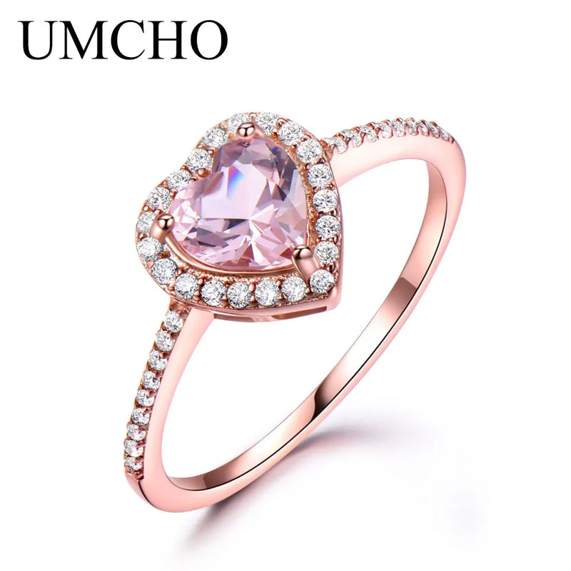 Sterling Silver Pink Morganite Heart Ring for Women