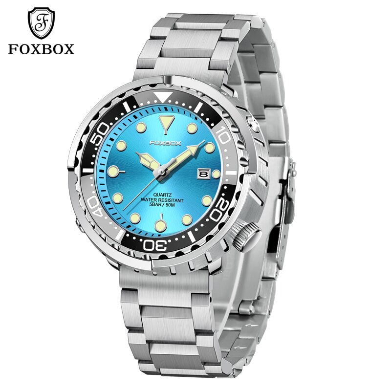 Stainless Steel Silicone Fashion Quartz Date Chronograph Watch for Men