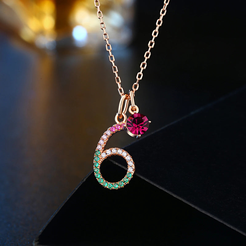 18K Gold 925 Silver Created Ruby and Sapphire Pendant with Black CZ Necklace for Women