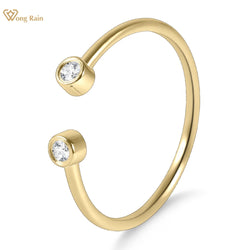 14K Gold Plated Sterling Silver 3EX VVS1 D Color Moissanite Open Rings for Women