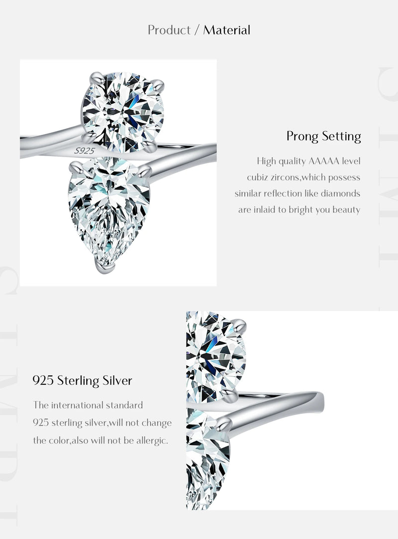 Sterling Silver CZ Intertwining Line Rings for Women