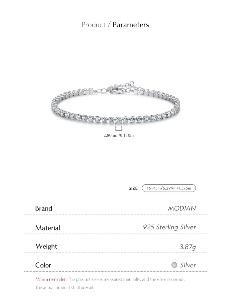 Sterling Silver Round Cubic Zirconia Tennis Bracelet for Women