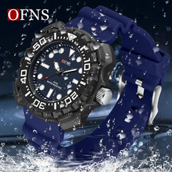 Quartz Silicone Strap 50M Waterproof Sport Watch for Men