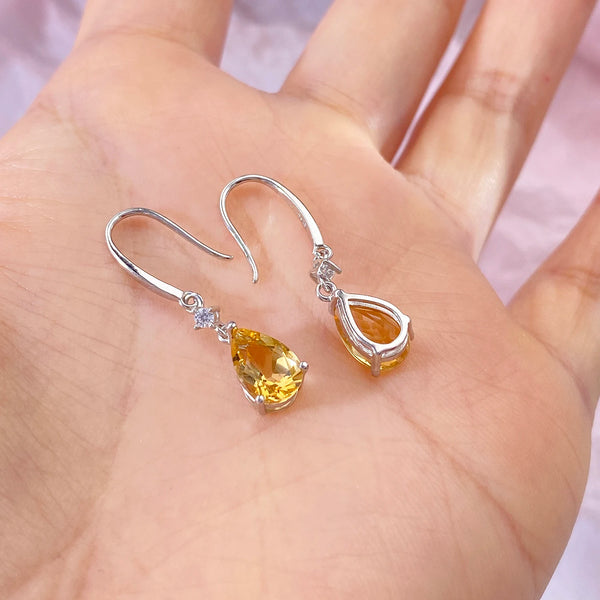 Sterling Silver Citrine & Peridot Drop Earrings for Women