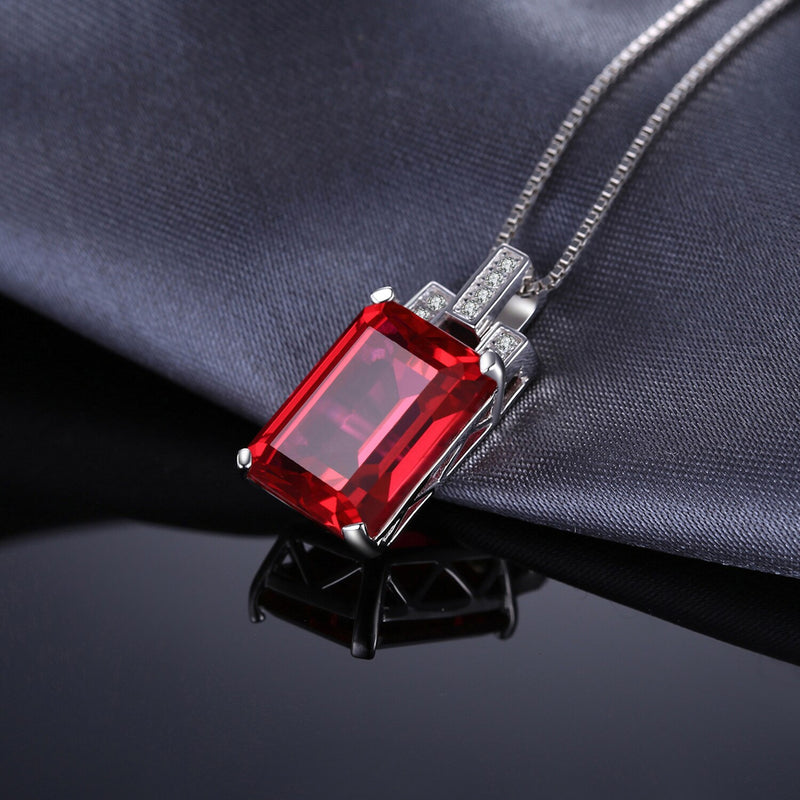 9ct Gold Created Red Ruby Pendant for Women