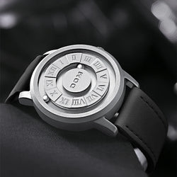 Stainless Steel Leather Strap 3D Quartz Watch for Men