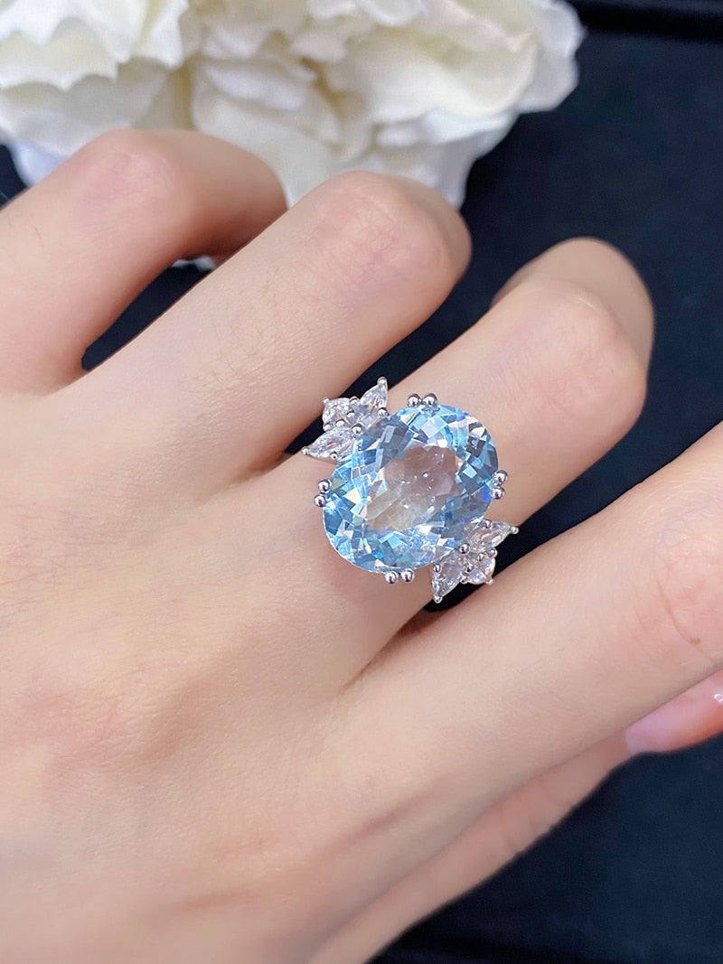 18K White Gold Aquamarine Eternity Ring for Women