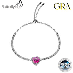 Sterling Silver Heart Cut Moissanite Bracelet for Women