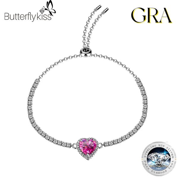 Sterling Silver Heart Cut Moissanite Bracelet for Women