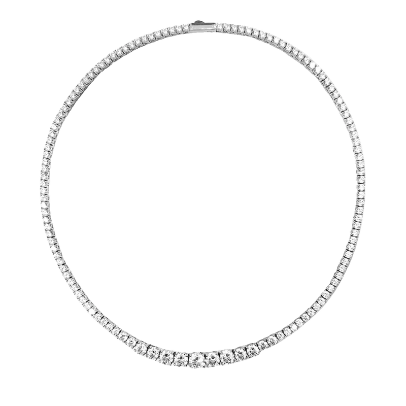 Sterling Silver Round Diamond Collarbone Chain Necklace for Women