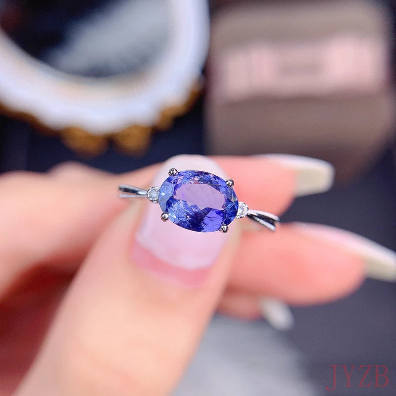 925 Sterling Silver Tanzanite Ring for Women