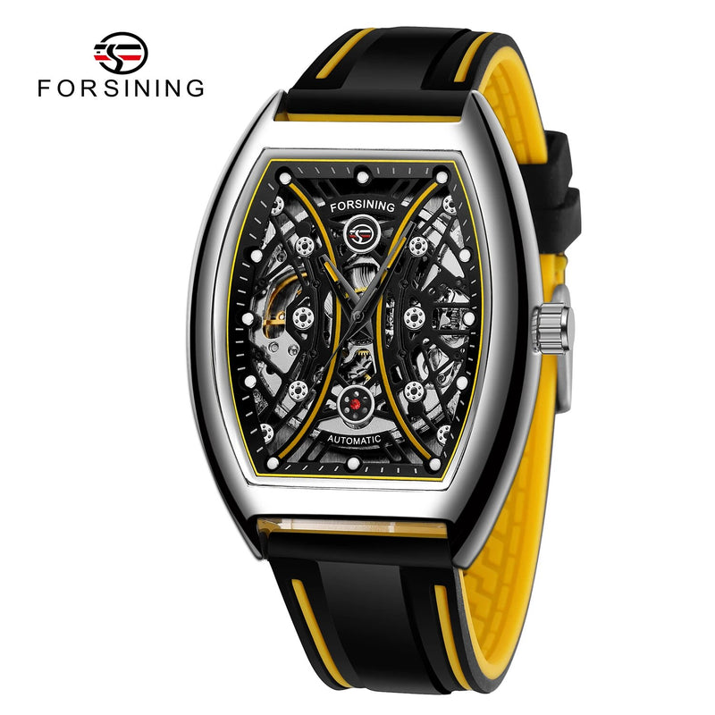 Stainless Steel Skeleton Flywheel Hollow Out Watch for Men