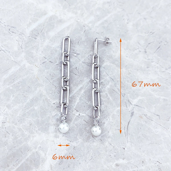 925 Sterling Silver Pearl Earring Links for Women