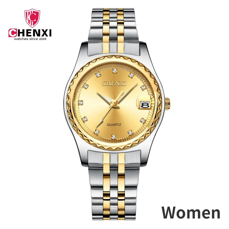 Steel Full Steel Business Quartz Waterproof Wrist Watches for Couple